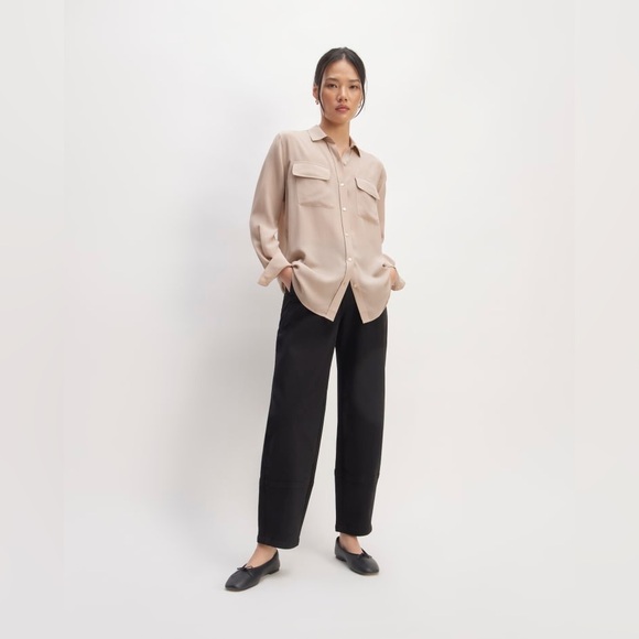 Everlane The Utility Shirt in Washable Silk ‘Burnt Sugar’  Brown Size 0 $150 - Picture 11 of 15